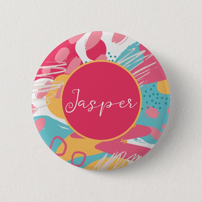 Colourful Abstract Personalised 6 Cm Round Badge (Front)