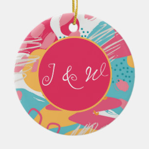 Colourful Abstract Personalised Ceramic Tree Decoration
