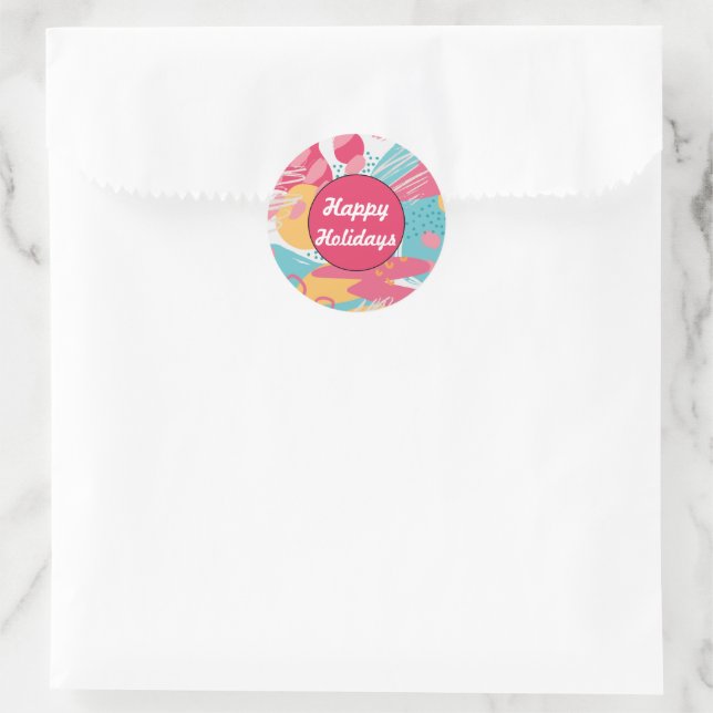 Colourful Abstract Personalised Classic Round Sticker (Bag)