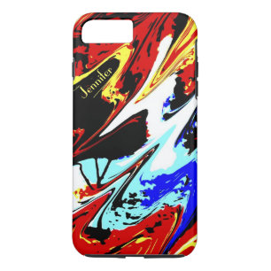 Colourful Abstract, Personalised Name, Red Blue iPhone 8 Plus/7 Plus Case