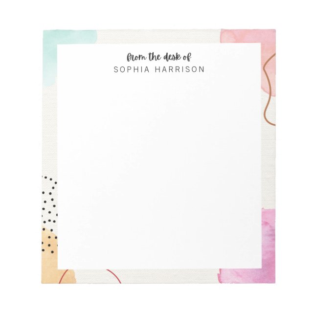 Colourful Abstract Personalised Notepad (Front)