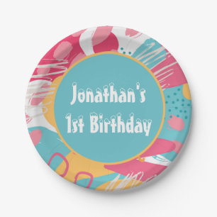 Colourful Abstract Personalised Paper Plate