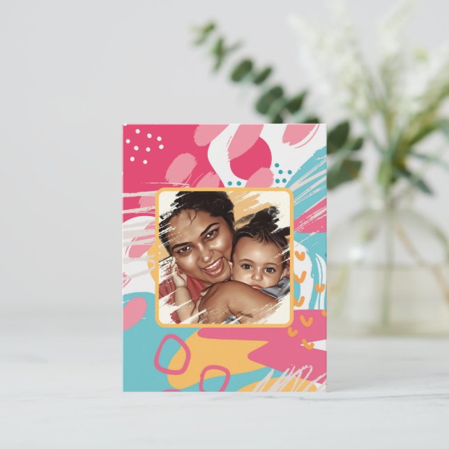 Colourful Abstract Personalised Photo Postcard (Standing Front)