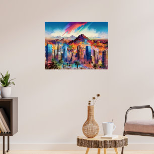 Colourful Abstract Phoenix Arizona Skyline Poster