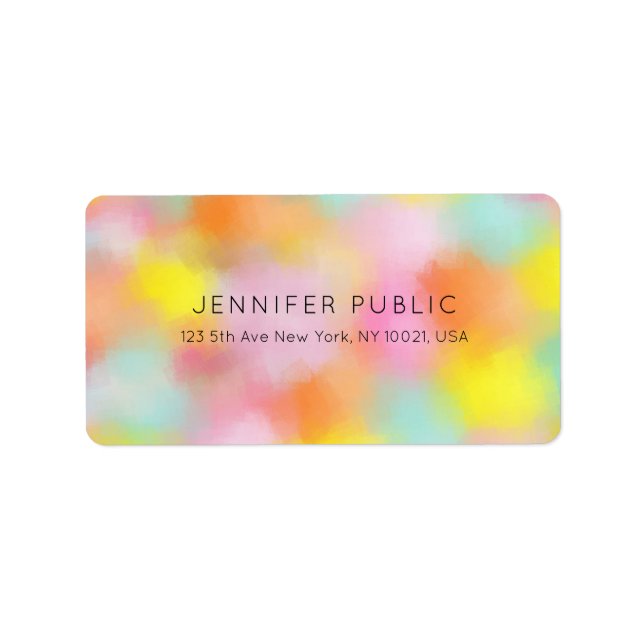 Colourful Abstract Pink Red Yellow Blue Green Label (Front)