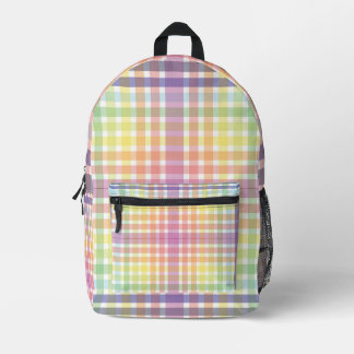Colourful Abstract Plaid Pattern Printed Backpack
