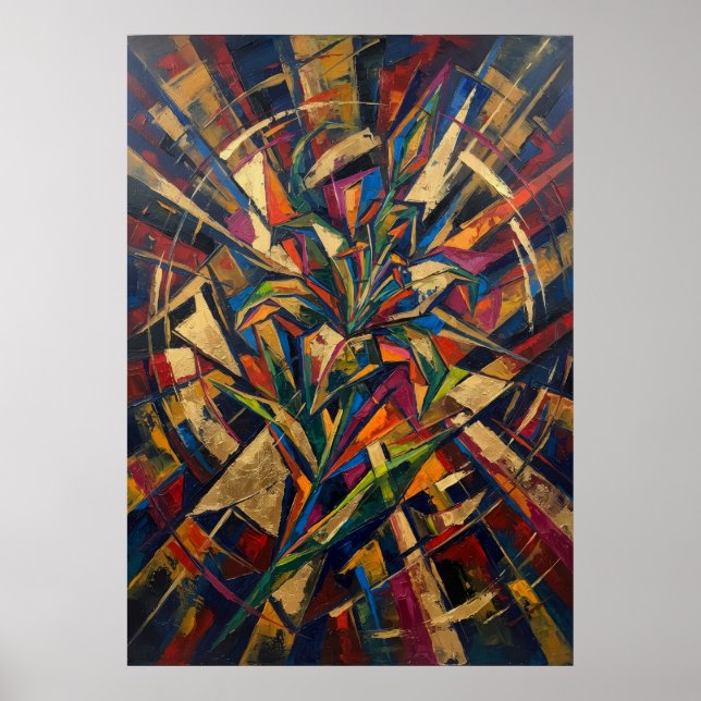 Colourful Abstract Plant Poster (Front)