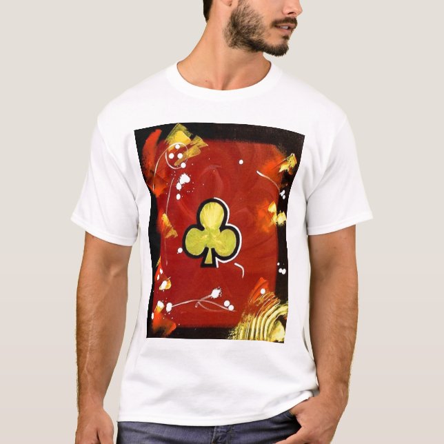Colourful Abstract Poker Arts Clubs Maroon Vegas T-Shirt (Front)