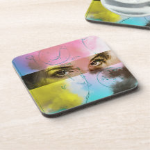 Colourful Abstract Pop Art, 6 Plastic Coasters Set