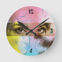 Colourful Abstract Pop Art, Eyes Round Clock