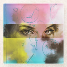 Colourful Abstract Pop Art, Fine Glass Coaster