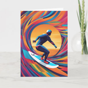 Colourful Abstract Pop Art Surfer Father's Day Card