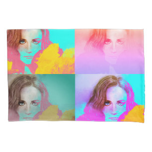Colourful Abstract Pop Art Woman, Retro Design Pillowcase