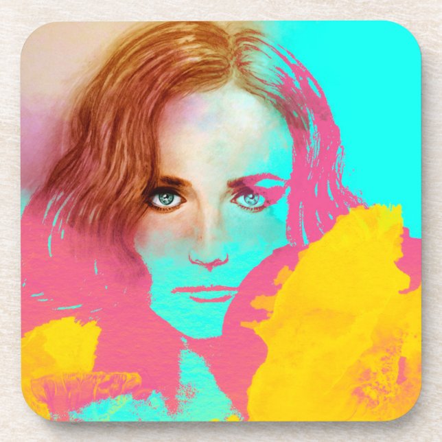 Colourful Abstract Pop Woman, 6 Coasters Set (Front)
