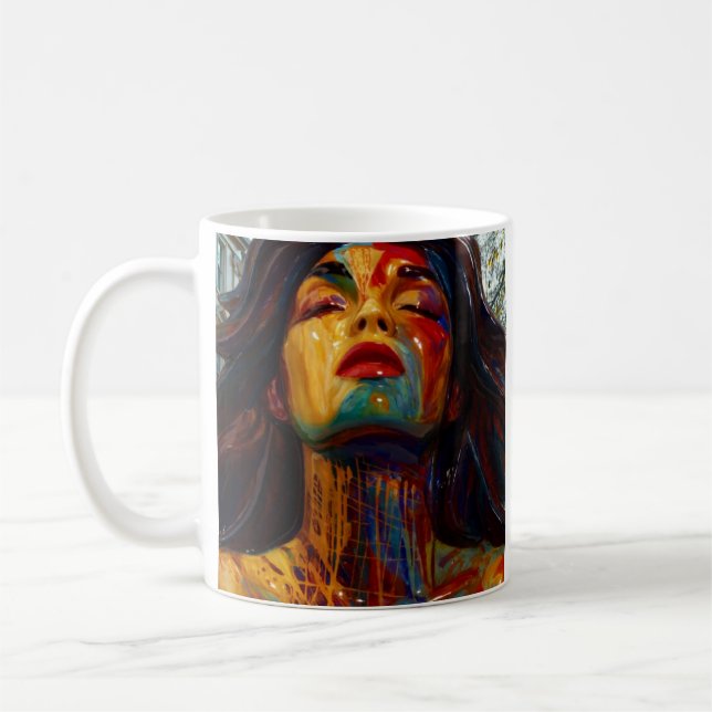 Colourful Abstract Portrait Coffee Mug (Left)