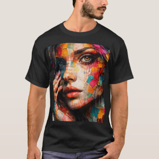 Colourful Abstract Portrait Modern Wall Art T-Shirt