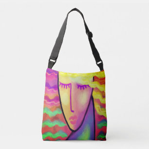 Colourful Abstract Portrait of a Blonde Crossbody Bag