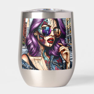 Colourful Abstract Pretty Lady with Purple Hair