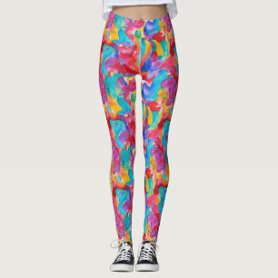 Colourful Abstract Pride Rainbow Watercolor Patter Leggings