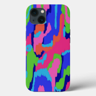 Colourful Abstract Print in Retro Colours iPhone 13 Case