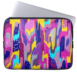 Colourful Abstract Print with Fun Dots Laptop Sleeve