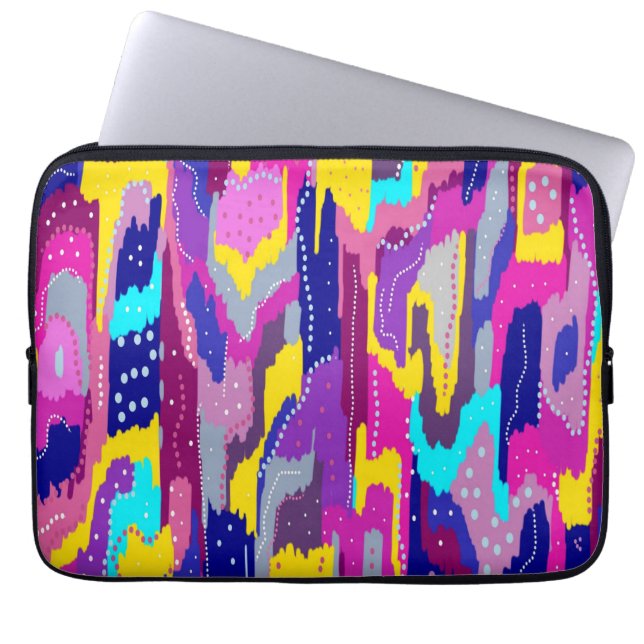 Colourful Abstract Print with Fun Dots  Laptop Sleeve (Front)