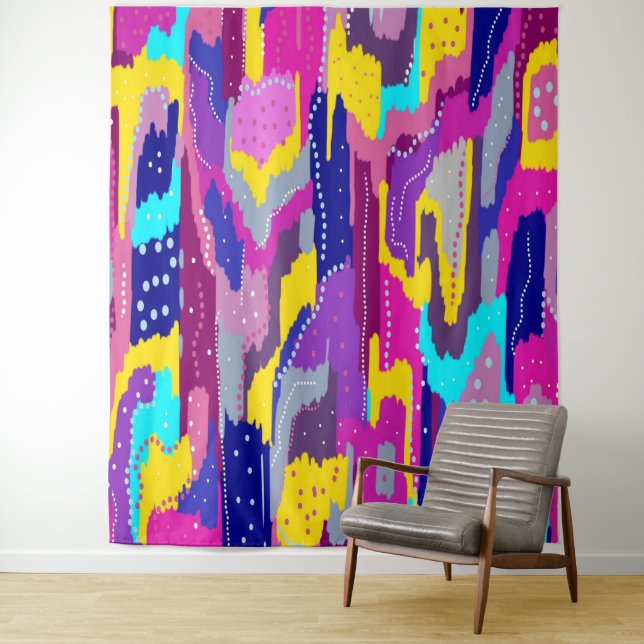 Colourful Abstract Print with Fun Dots  Tapestry (In Situ)