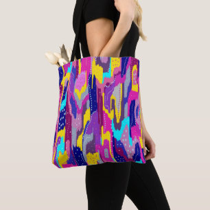 Colourful Abstract Print with Fun Dots Tote Bag