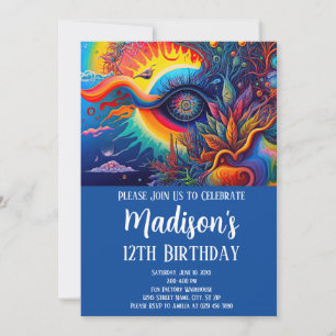 Colourful Abstract Psychedelic All Seeing Eye Invitation