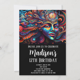 Colourful Abstract Psychedelic Face Spirit Smiling Invitation