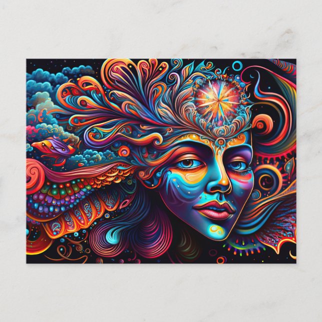 Colourful Abstract Psychedelic Metaphysical Spirit Postcard (Front)