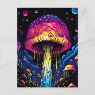 Colourful Abstract Psychedelic Mushroom Postcard