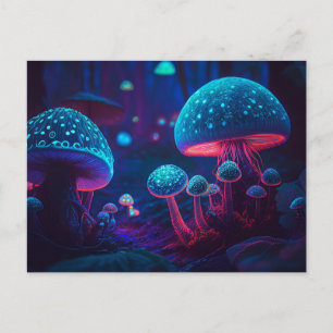 Colourful Abstract Psychedelic Mushroom Postcard