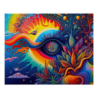 Colourful Abstract Psychedelic Seeing Eye Spirit Poster
