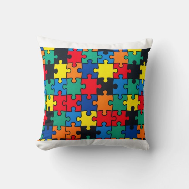 Colourful Abstract Puzzle Piece Pattern Seamless D Cushion (Front)