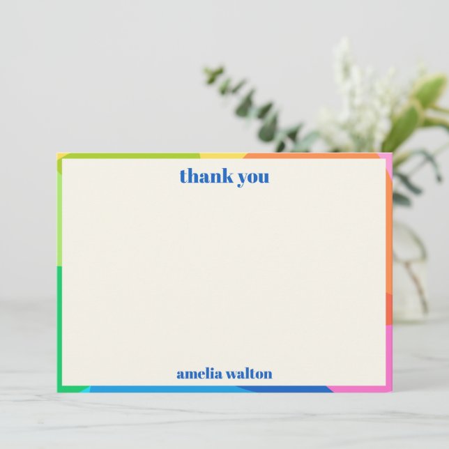 Colourful Abstract Rainbow Custom Graduation Party Thank You Card (Standing Front)