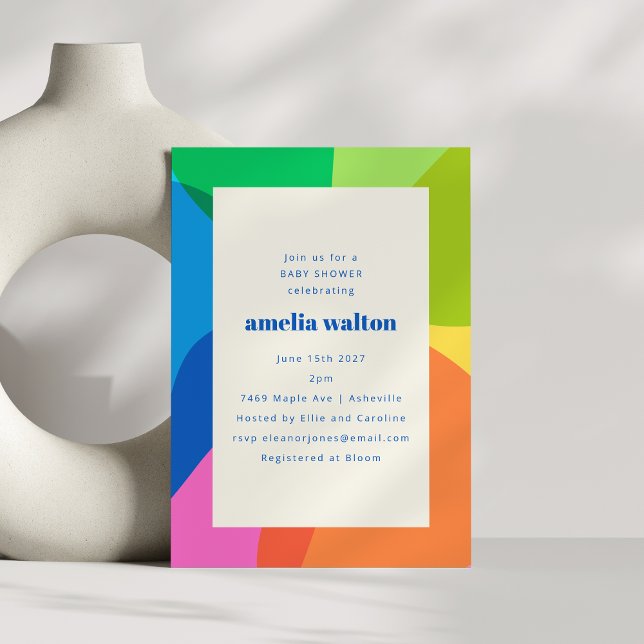 Colourful Abstract Rainbow Modern Baby Shower Invitation (Creator Uploaded)