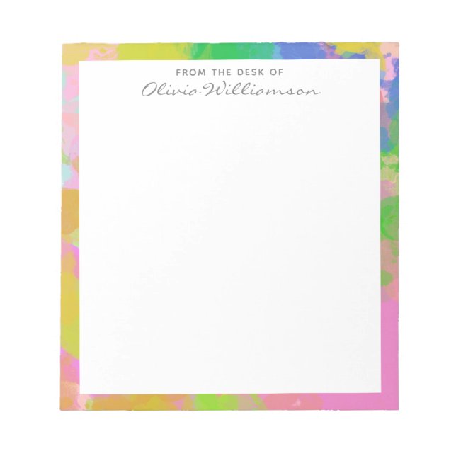 Colourful Abstract Rainbow Painting Personalised Notepad (Front)