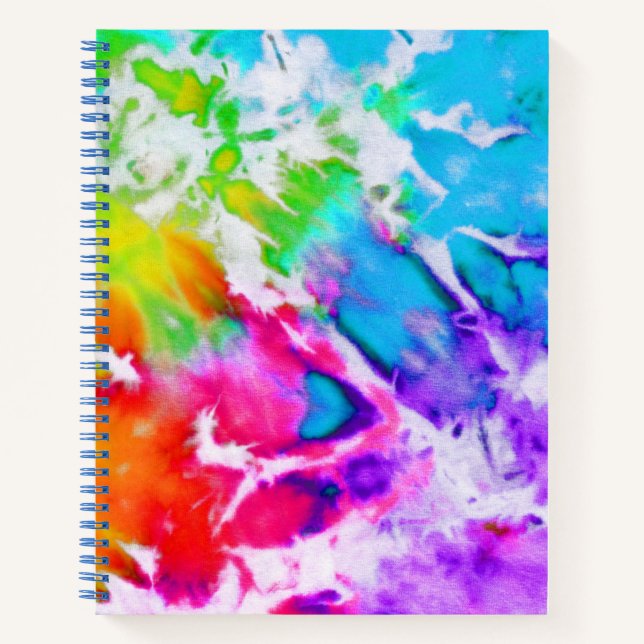 Colourful Abstract Rainbow Watercolor Paint Tie Dy Notebook (Front)