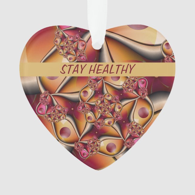 Colourful Abstract Red Orange Fantasy Fractal Text Ornament (Front)