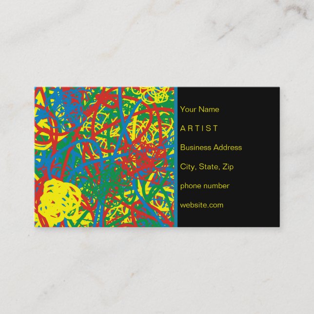 Colourful Abstract Red Yellow Green Blue Artist Business Card (Front)