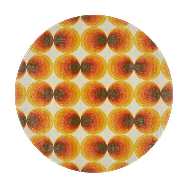 Colourful Abstract Retro Geometric Pattern Cutting Board (Front)