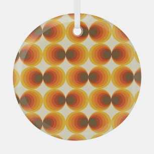 Colourful Abstract Retro Geometric Pattern Glass Tree Decoration