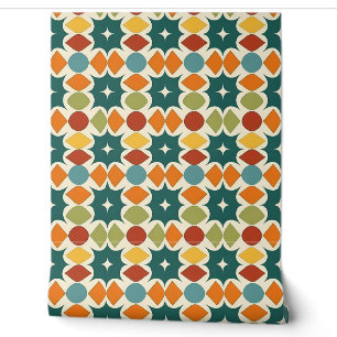 Colourful Abstract Retro Geometric Pattern Wallpaper