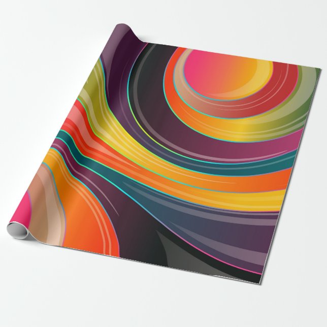 Colourful Abstract Retro Pattern Wrapping Paper (Unrolled)