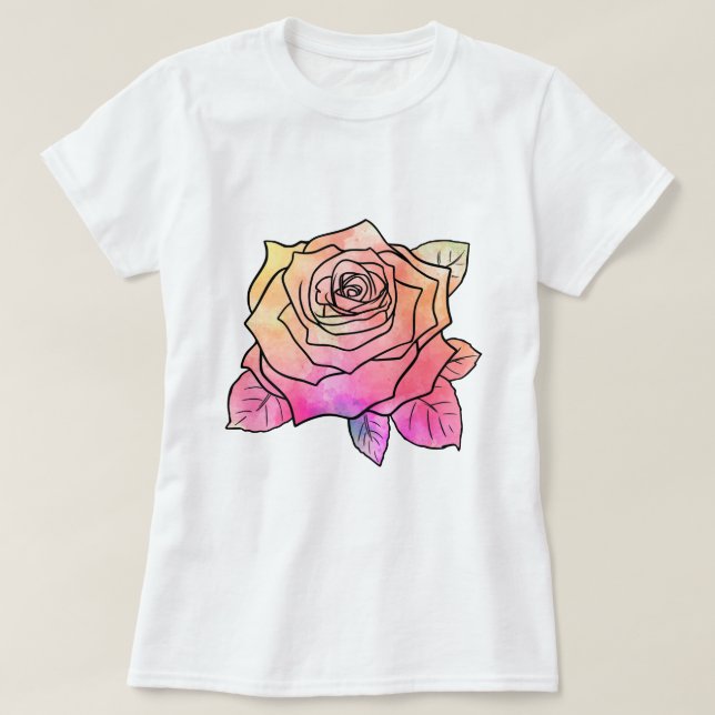Colourful Abstract Rose T-Shirt (Design Front)