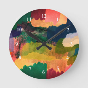 Colourful Abstract Round Clock