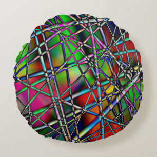 Colourful Abstract   Round Cushion