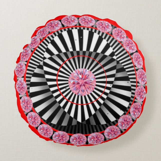Colourful Abstract Round Throw Pillow (Front)