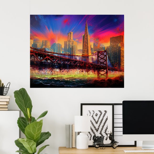 Colourful Abstract San Francisco Skyline Poster (Home Office)